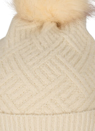 Bonnet tricoté avec pompon, Warm Off-white, Packshot image number 2