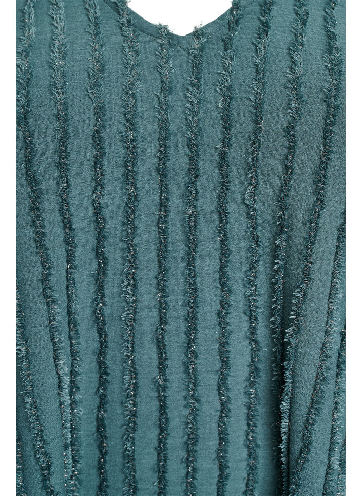 Chemisier à manches courtes et à texture rayée, Vert, Packshot image number 2