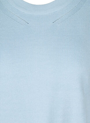 Gilet tricoté avec col rond et fente, Chambray Blue Mel., Packshot image number 2