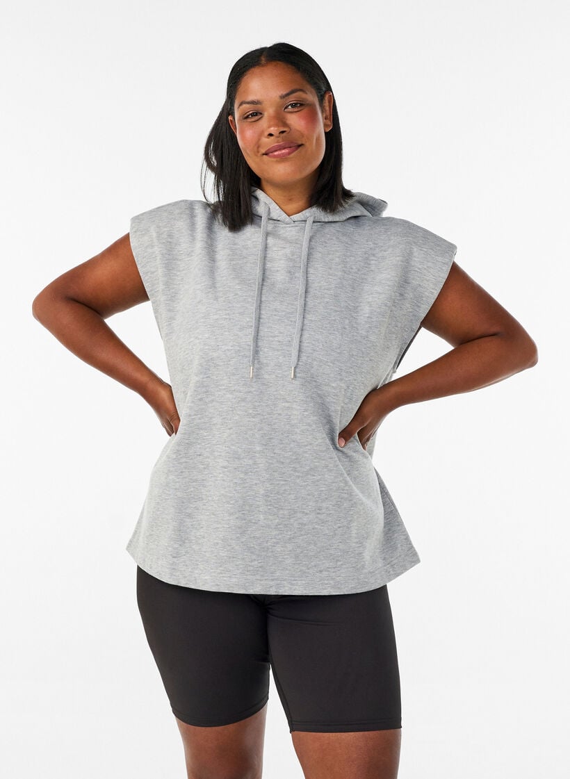 Gilet de sweat &agrave; capuche avec &eacute;paulettes, Gris, Model image number 0