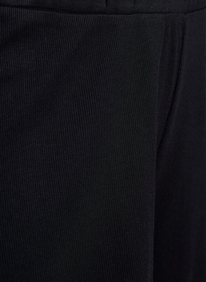 Short de nuit ample &agrave; texture c&ocirc;tel&eacute;e et bordure en dentelle, Noir, Packshot image number 2