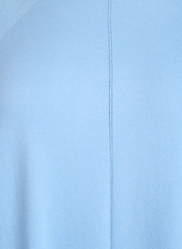 Blouse en maille à col rond et motif tricoté, Bleu Clair, Packshot image number 2