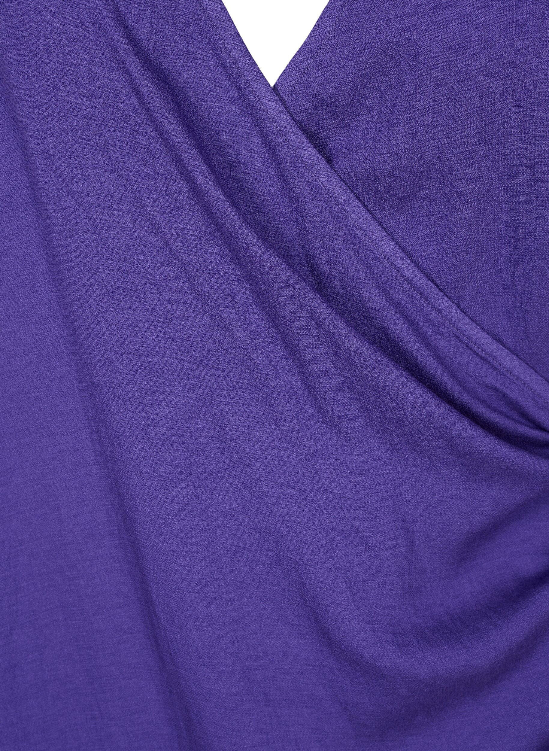 Zizzi Blouse &agrave; manches longues en viscose avec un aspect enveloppant, Prism Violet, Packshot image number 2