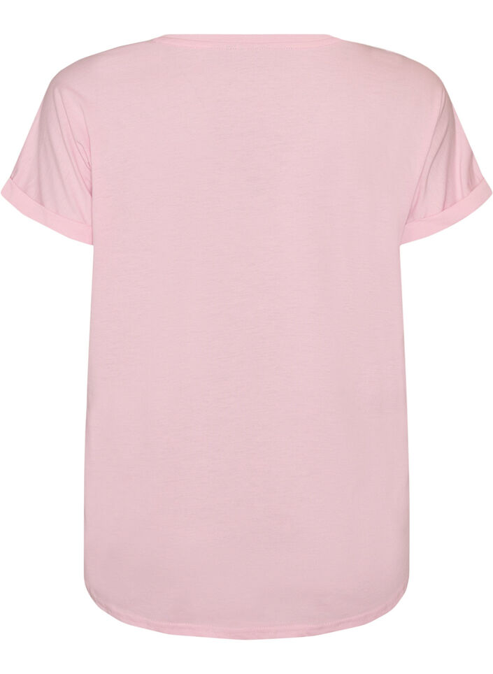 T-shirt met korte mouwen van katoenmix, Roze, Packshot image number 1