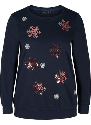 Kerst sweatshirt, Night Sky Snow, Packshot image number 0