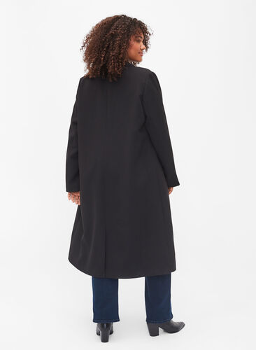 Manteau long avec fermeture à boutons, Black, Model image number 1