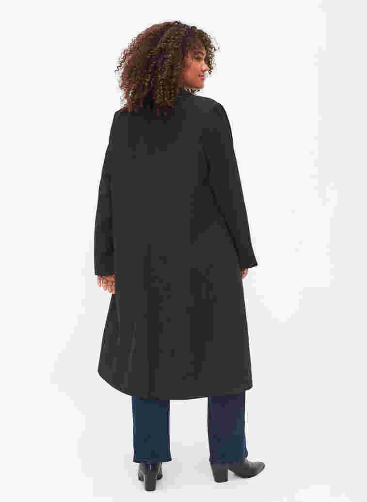 Manteau long avec fermeture à boutons, Black, Model
