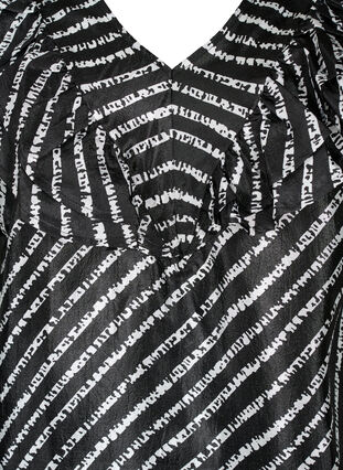 Gestreepte tuniek met franjes, Black/White Stripes, Packshot image number 2