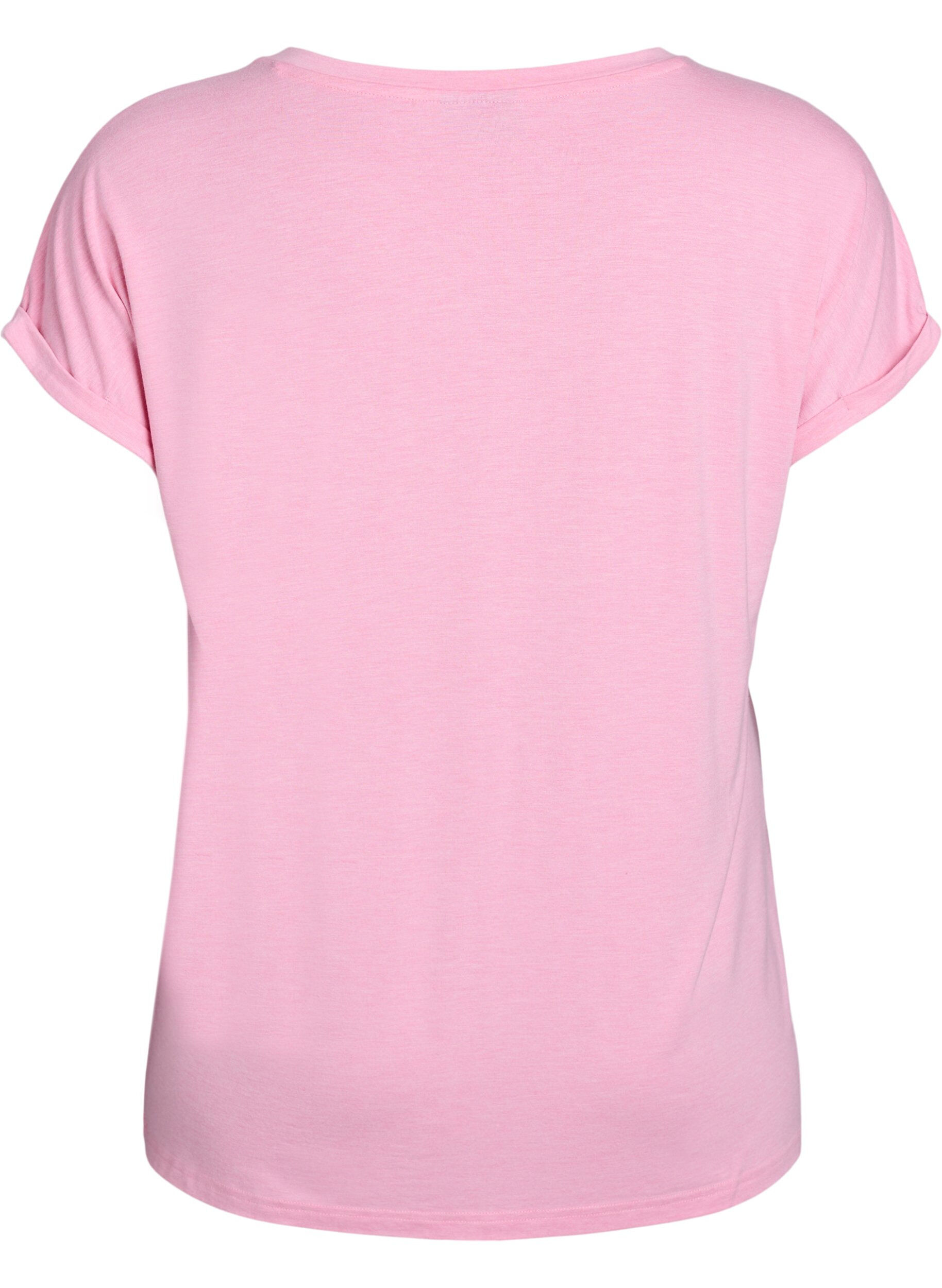 Zizzi T-shirt ample &agrave; col rond, Rose, Packshot image number 1