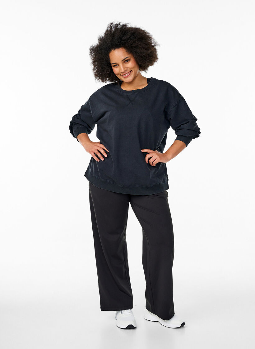 Sweat-shirt ample à l'aspect délavé, Gris, Model image number 1