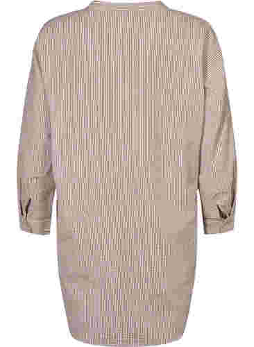 Gestreept katoenen overhemd met 3/4 mouwen, Natural Stripe, Packshot image number 1