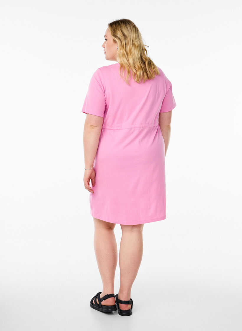 FLASH - Korte T-shirtjurk met strikceintuur, Roze, Model image number 2