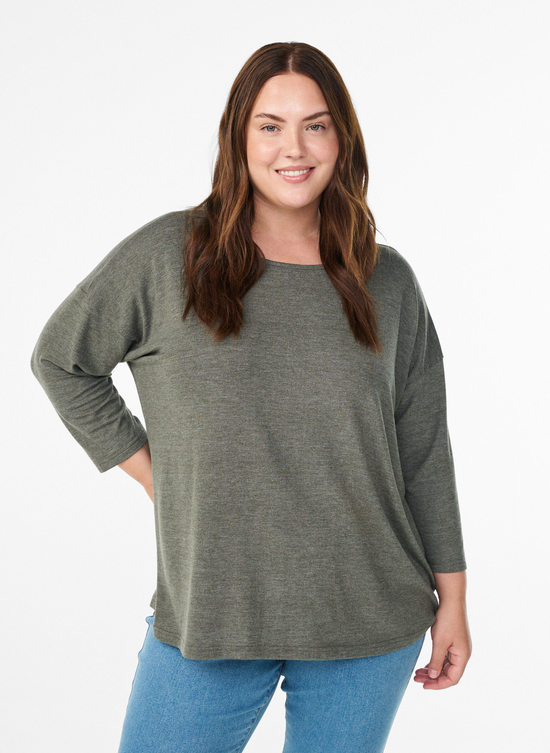 ZizziBlouse en jersey avec manches 3/4, Vert, Model image number 0