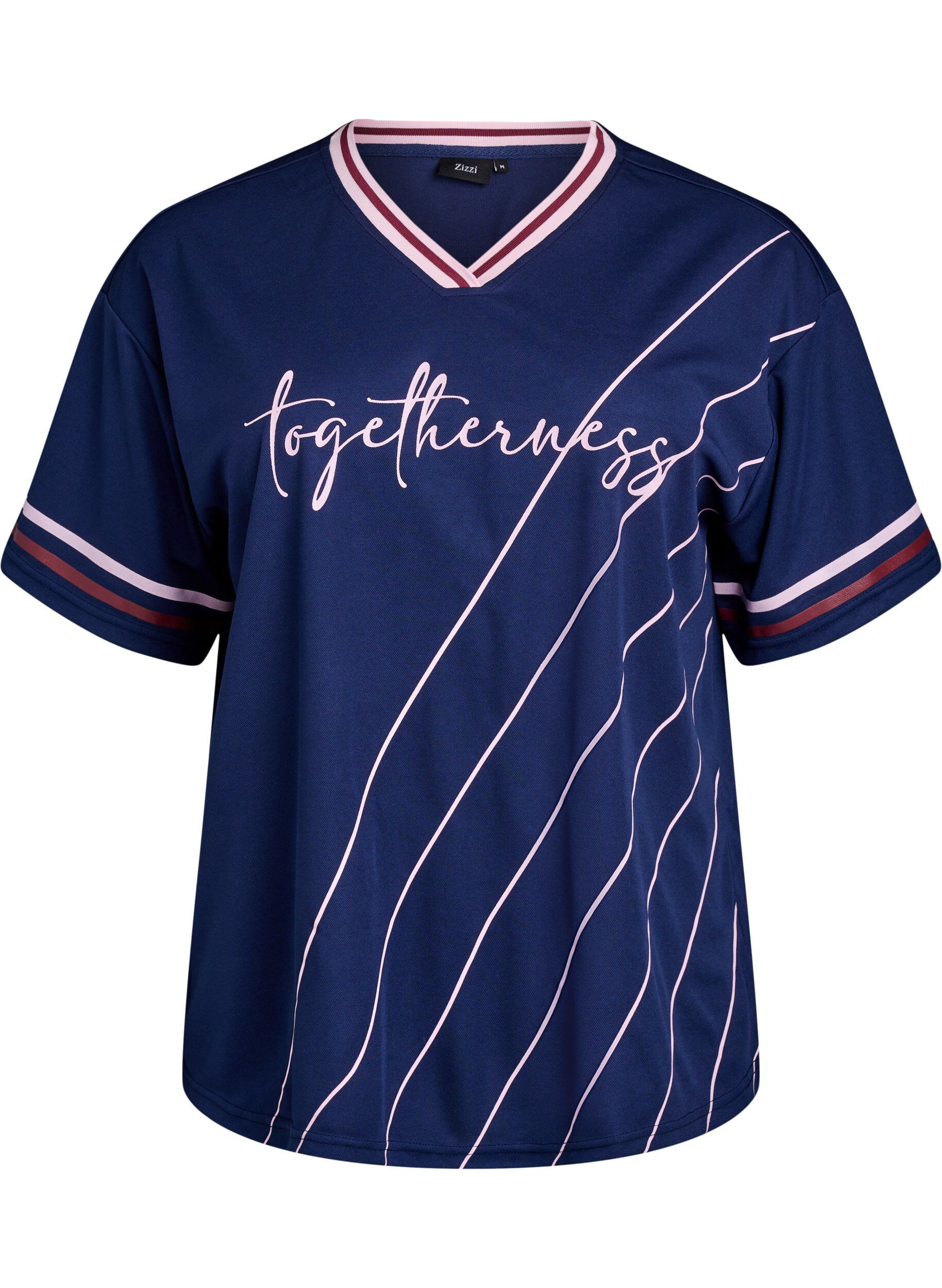 ZizziSporty T-shirt met ruiten en tekstprint, Blauw, Packshot image number 0