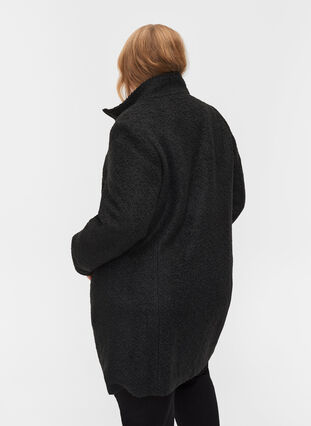 Manteau avec laine et fermeture éclair, Black, Model image number 1