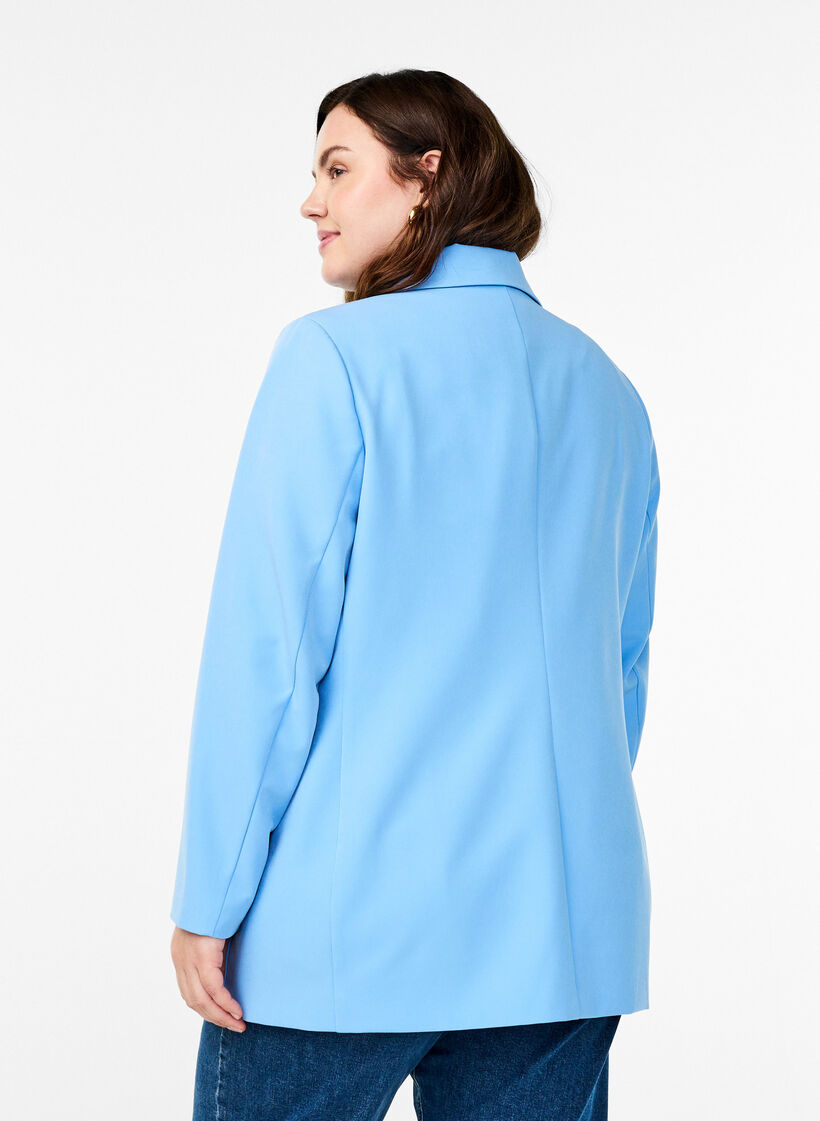 Klassieke blazer met knoopsluiting, Blauw, Model image number 2