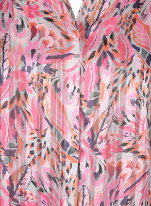 Tunique fleurie à col en V et manches longues, Pink Feather, Packshot image number 2
