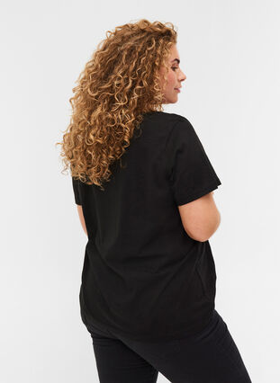 Katoenen t-shirt met kant, Black, Model image number 1