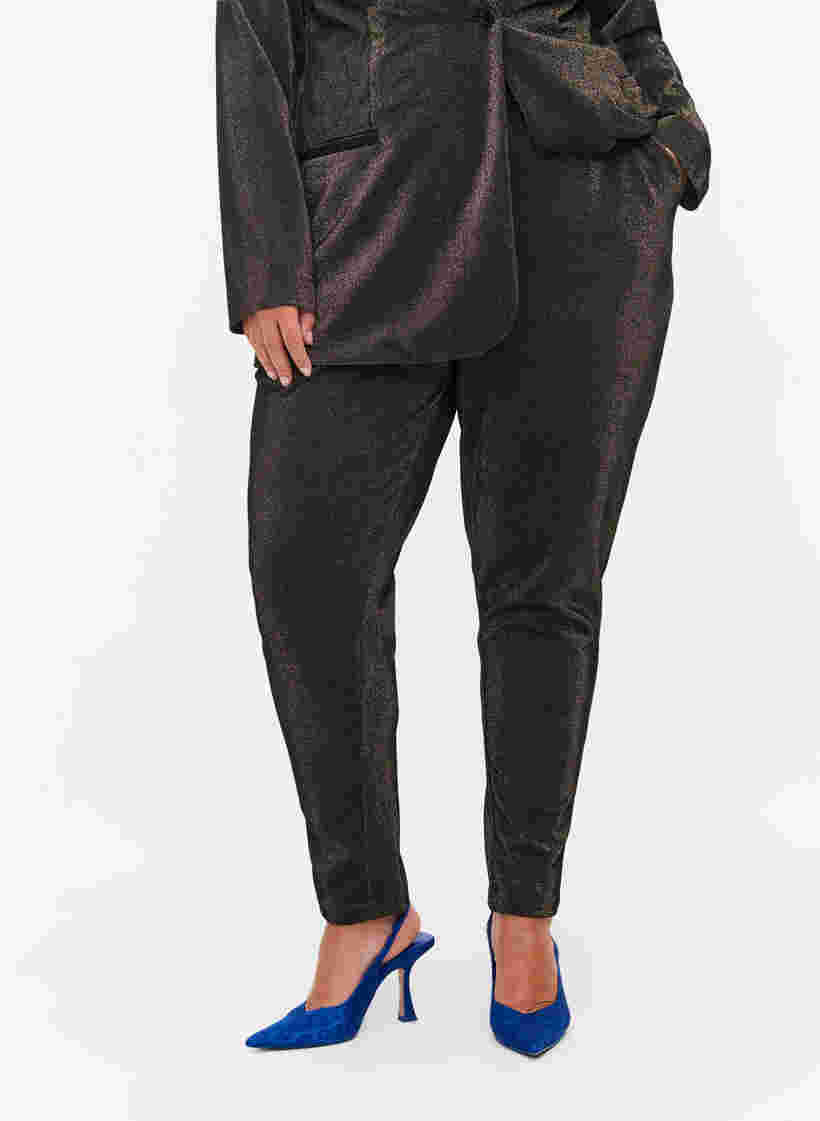 Pantalon Maddison avec mica, Black w. Lurex, Model image number 2