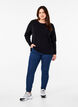 Gebreide blouse met ronde hals, Zwart, Model image number 1