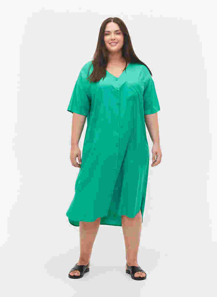 Robe chemise à manches courtes en viscose, Holly Green, Model image number 2