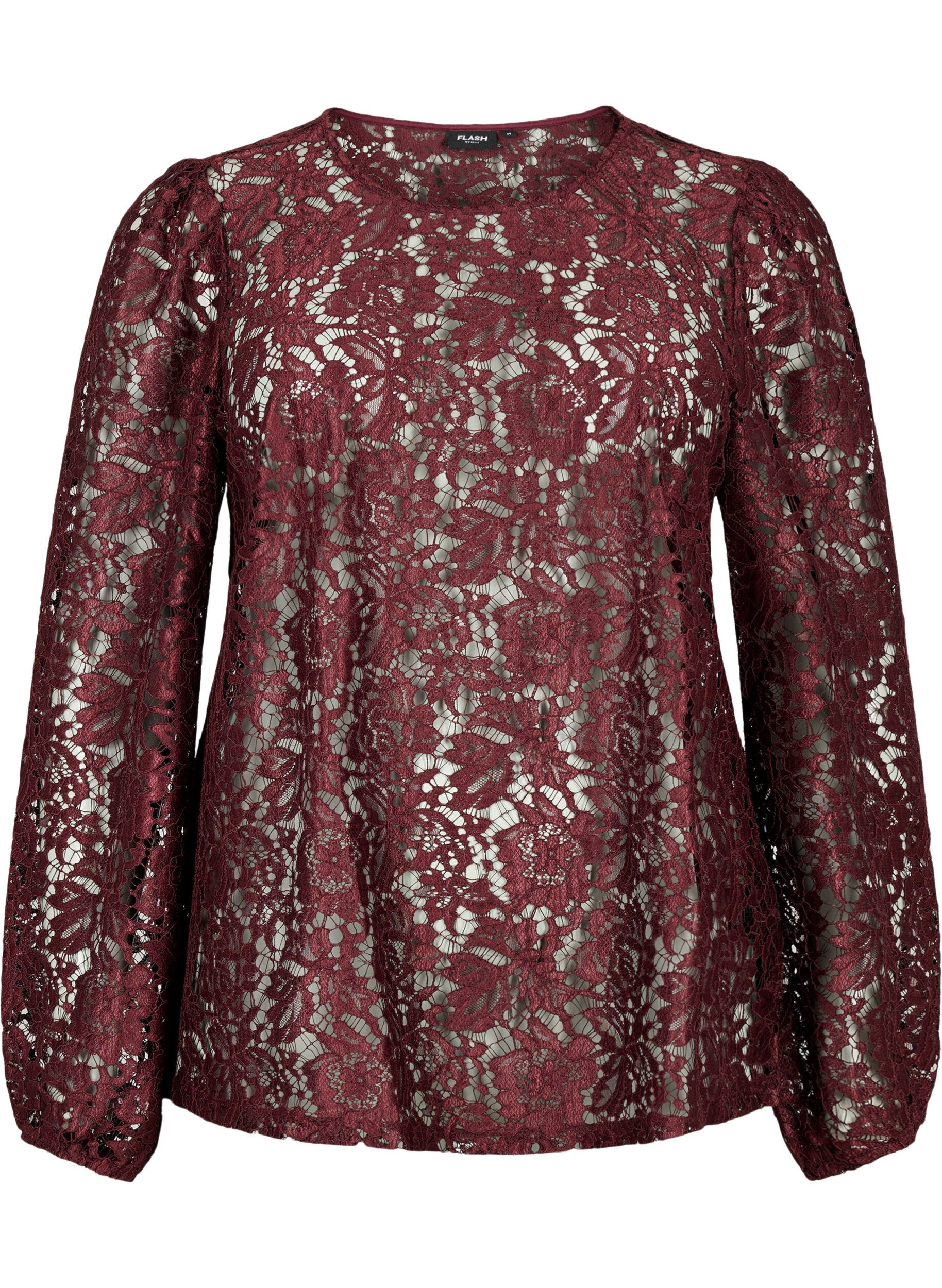 Zizzi FLASH &ndash; Blouse en dentelle &agrave; manches longues, Port Royal, Packshot image number 0