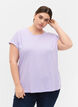 T-shirt met korte mouwen van katoenmix, Paars, Model image number 0