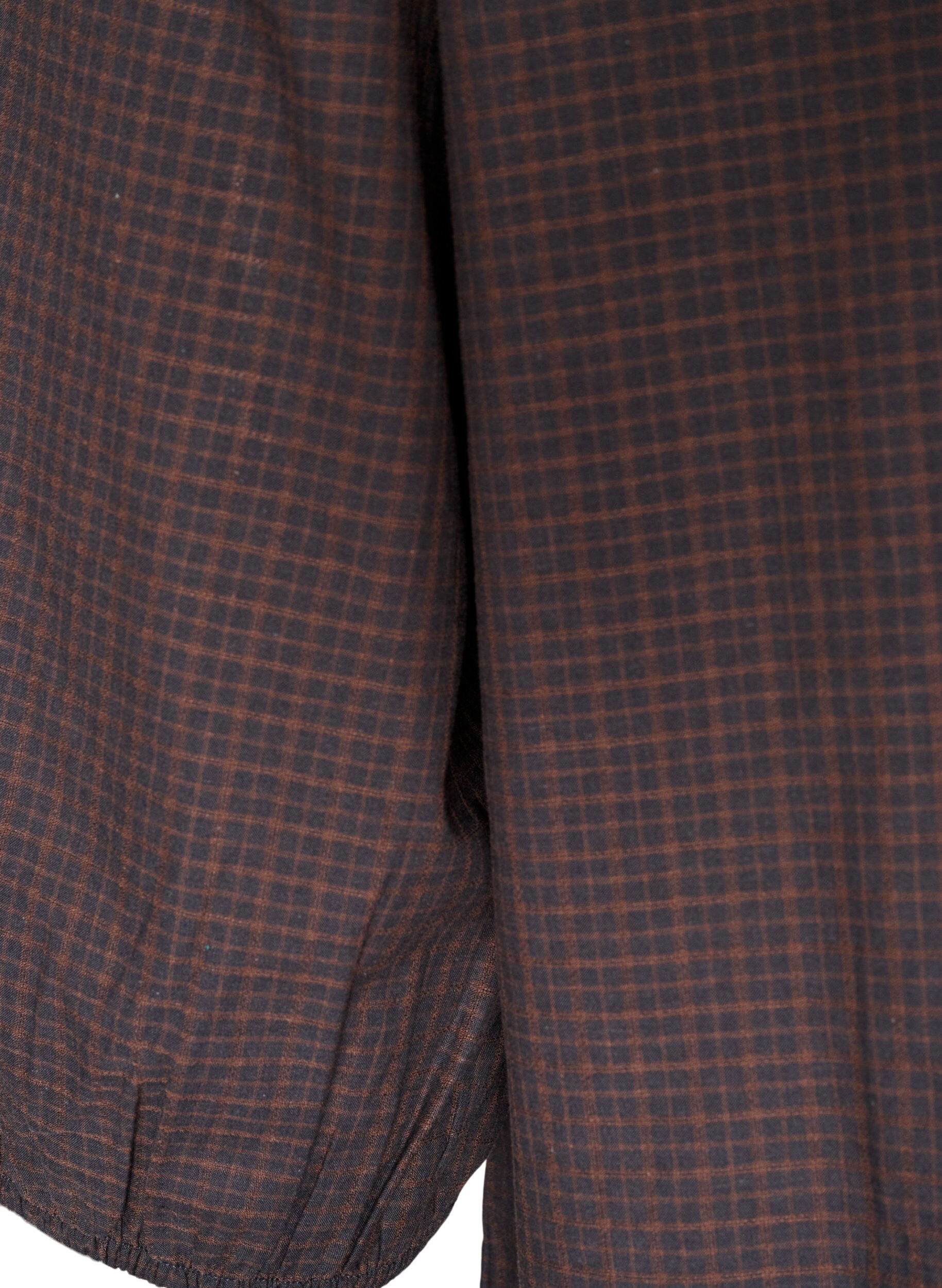 ZizziBlouse met ruitdessin, V-hals en 3/4-mouwen, Bruin, Packshot image number 3