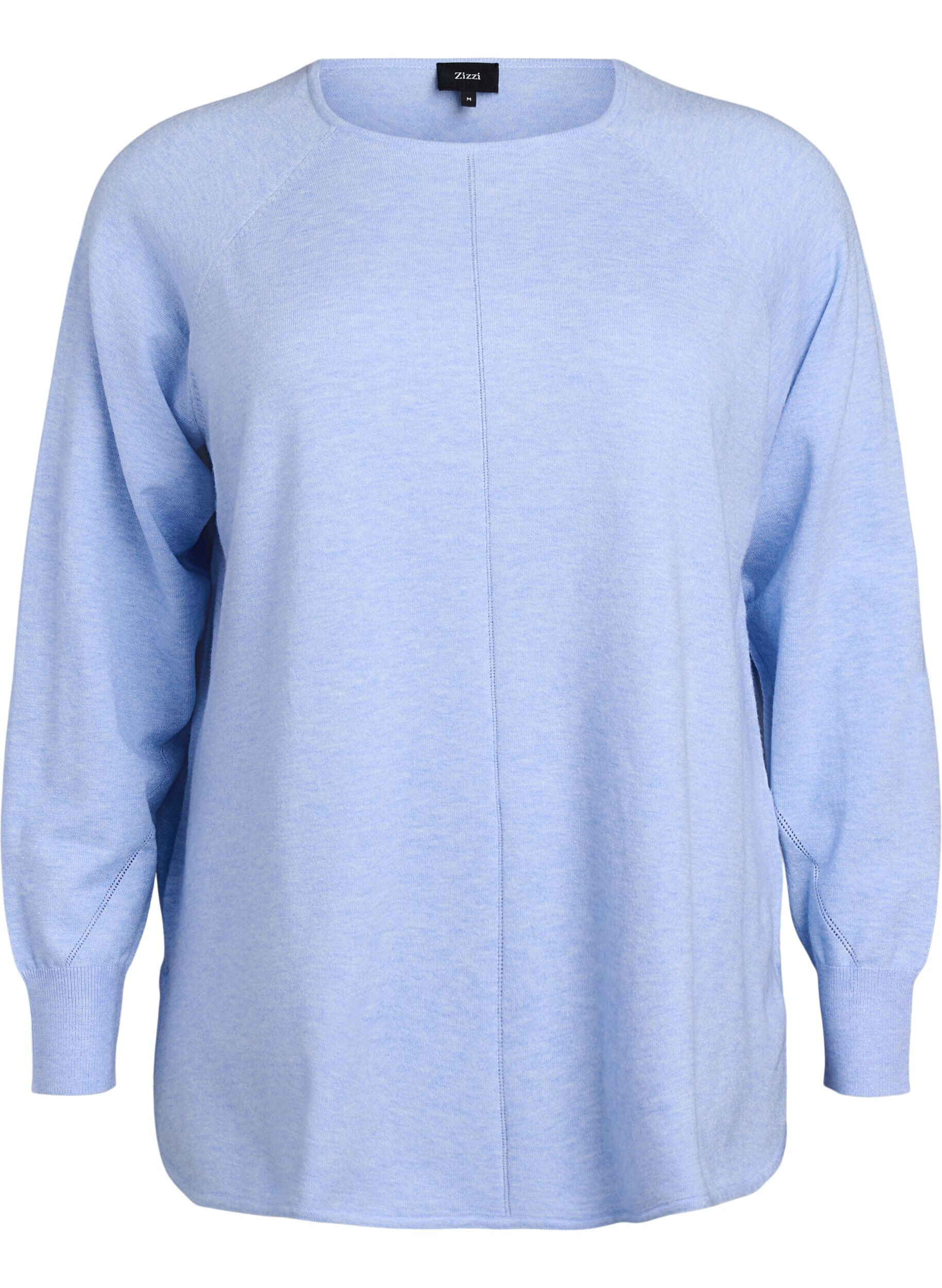 ZizziGebreide blouse met ronde hals en gebreid patroon, Blauw, Packshot image number 0