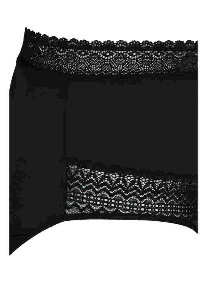 Culotte taille haute à détails en dentelle, Black, Packshot image number 3