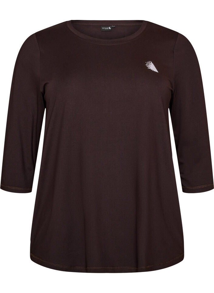 Haut de sport avec manches 3/4, Marron, Packshot image number 0