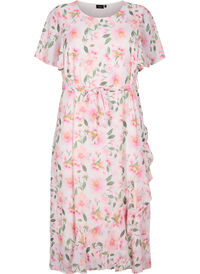 	 Midi-jurk met korte mouwen en bloemenprint