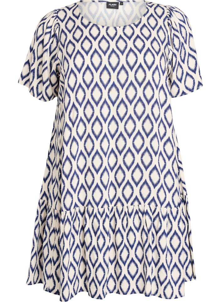Robe en viscose avec d&eacute;coupe, Bleu, Packshot image number 0