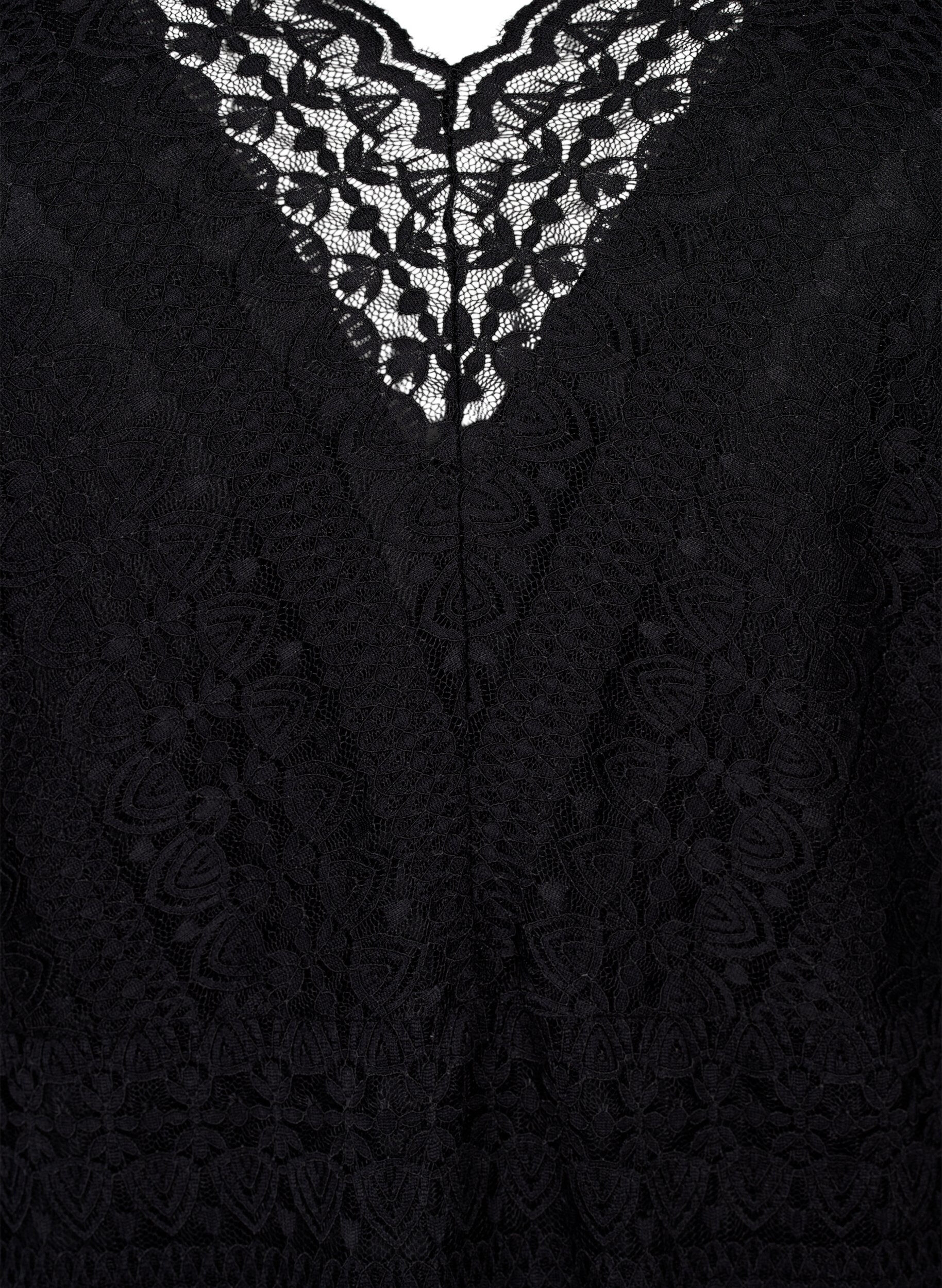ZizziV-hals kanten blouse met voering, Black, Packshot image number 2