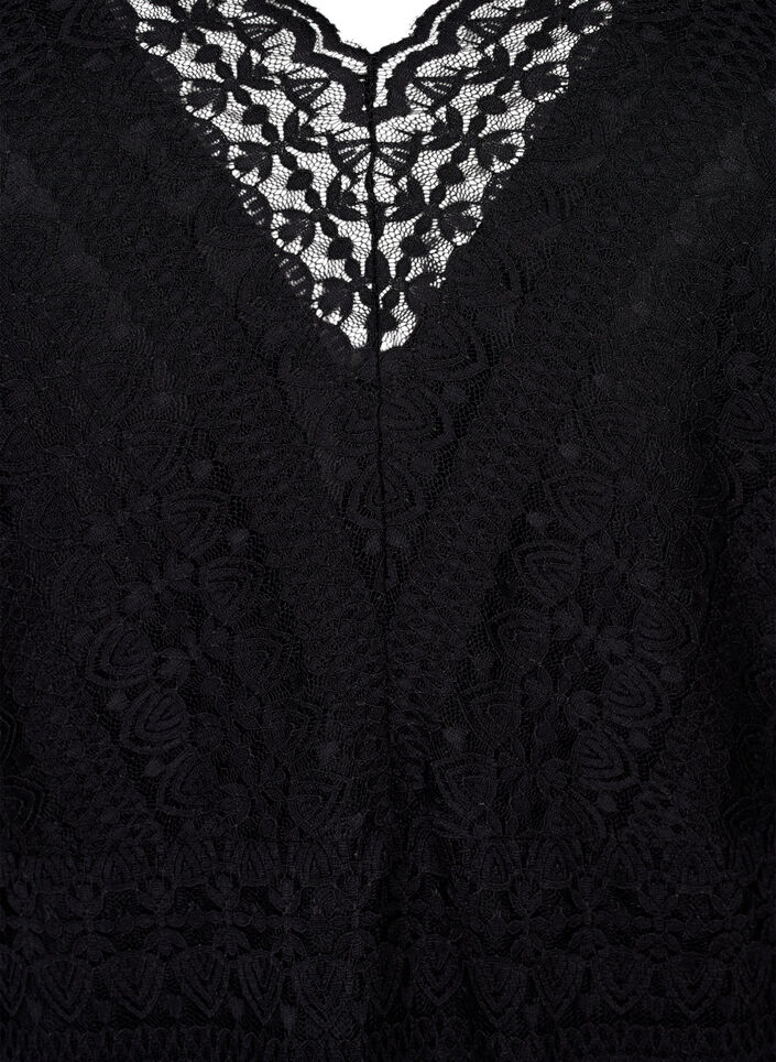 V-hals kanten blouse met voering, Black, Packshot image number 2