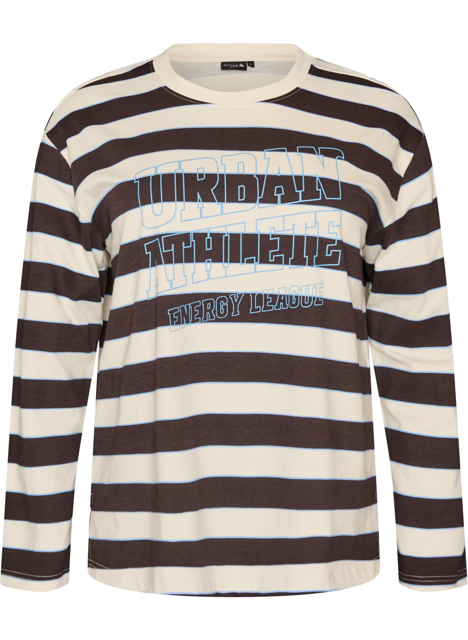 Blouse en jersey &agrave; rayures avec un imprim&eacute; texte sportif