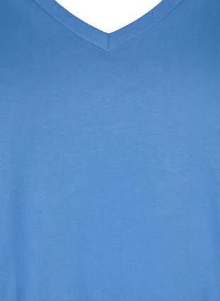 T-shirt en coton bio à col V, Ultramarine, Packshot image number 2