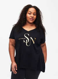 T-shirt en coton à manches courtes, Black W. Sun, Model