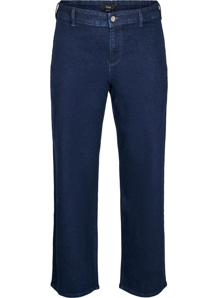 Jeans met hoge taille en wijde pijpen, Blauw, Packshot image number 0