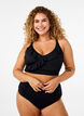 Bikinitop met ruches en uitneembare pads, Zwart, Model image number 1