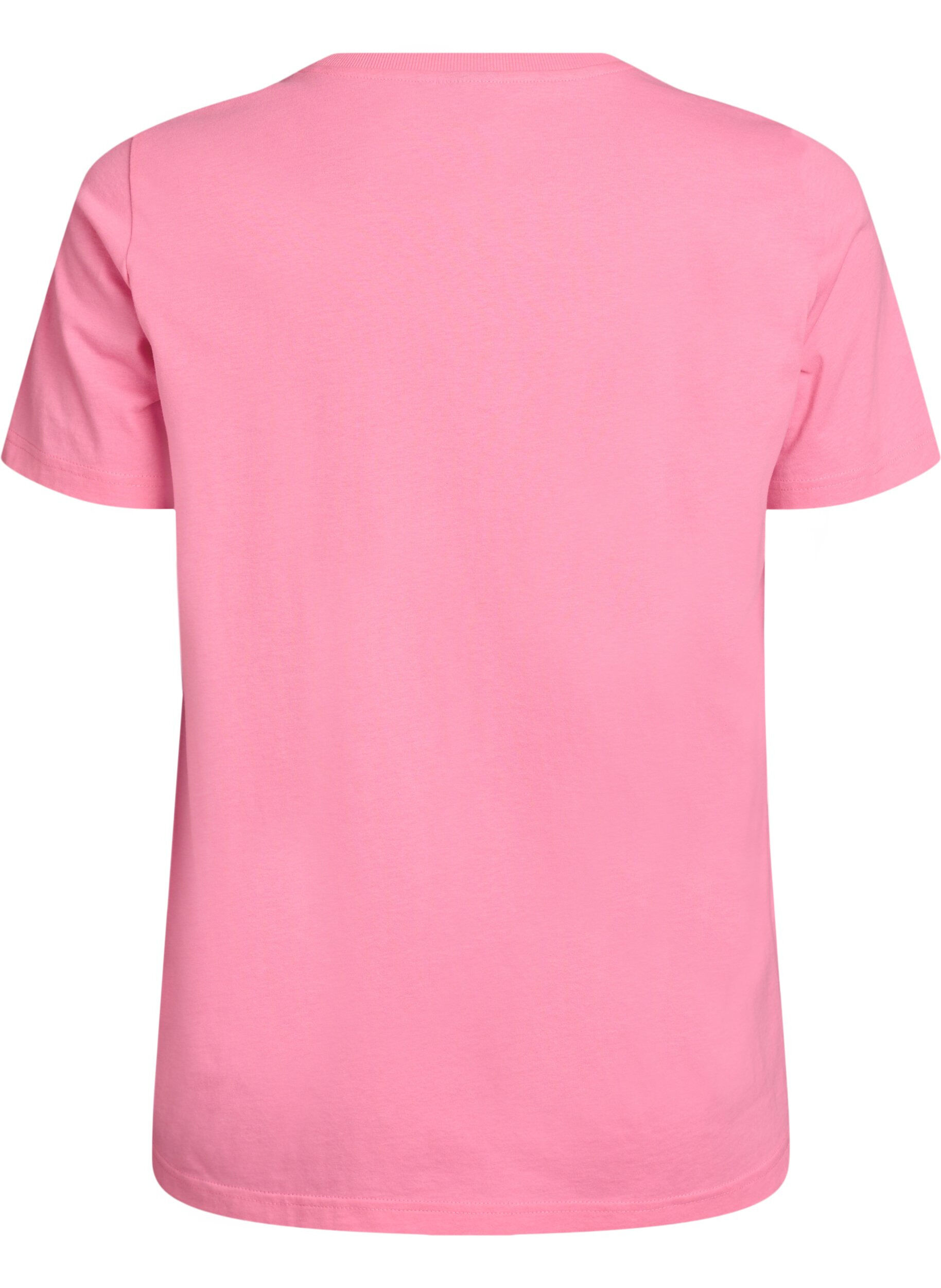Zizzi T-shirt en coton avec imprim&eacute; fruits et texte, Rose, Packshot image number 1