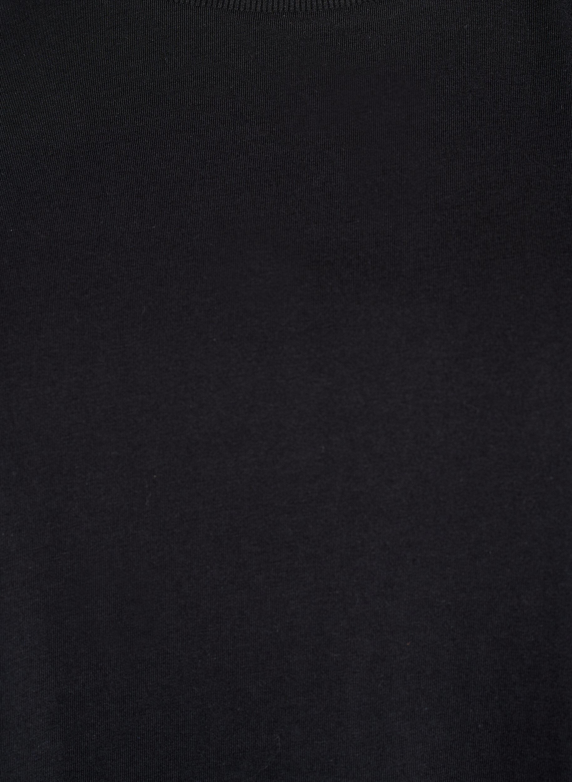 ZizziBasic katoenen T-shirt met schoudervullingen, Zwart, Packshot image number 2