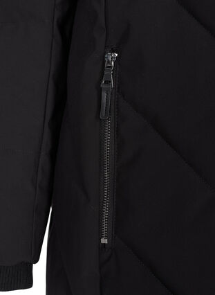 Veste d'hiver avec capuche amovible et grand col en fausse fourrure, Black, Packshot image number 3