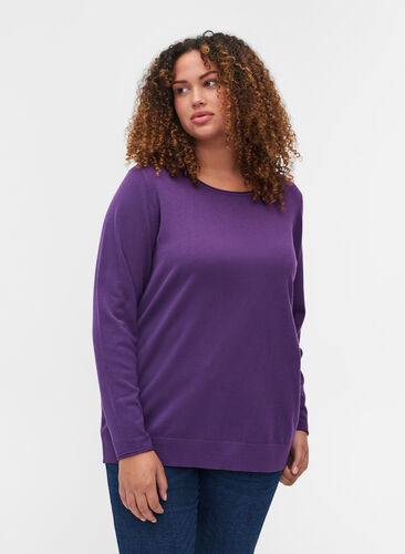 Blouse en tricot de couleur unie en mélange de viscose, Majesty, Model image number 0