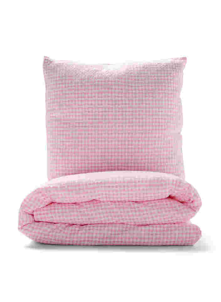 Parure de lit en coton à carreaux, Rose/White Check, Packshot