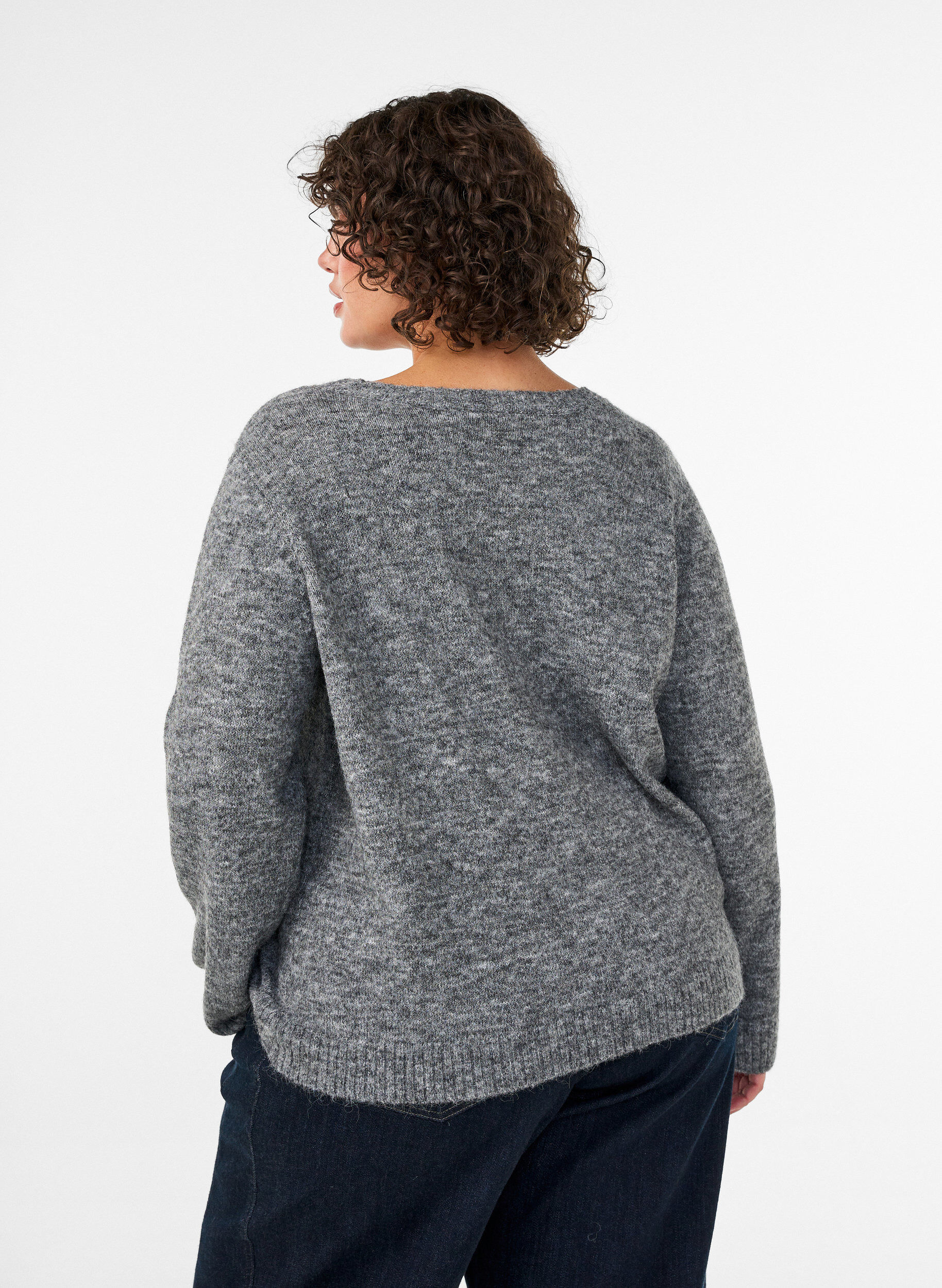 ZizziJumper met ronde hals en losse pasvorm, Grijs, Model image number 2