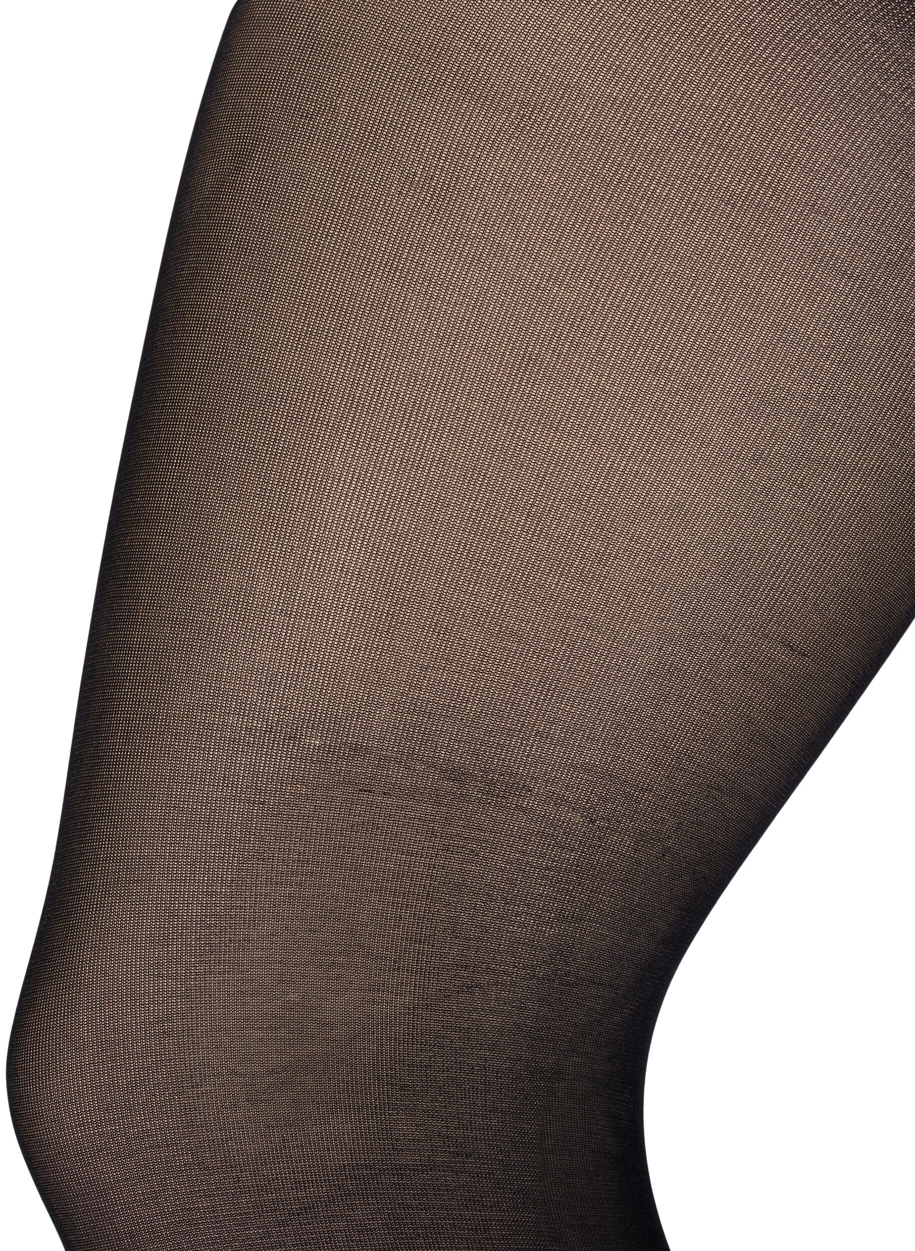 Zizzi2-pack panty's in 100 denier, Zwart, Packshot image number 4