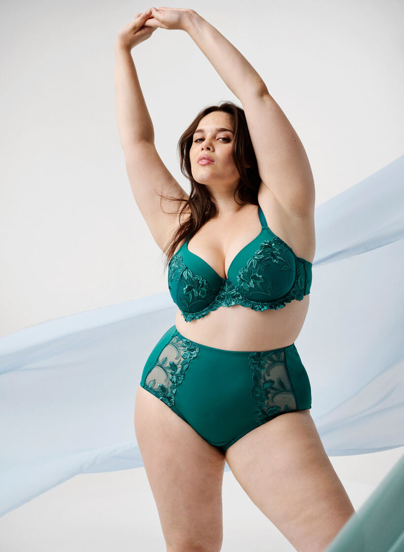 Culotte avec dentelle et taille haute, Green-Blue Slate, Image image number 0