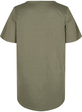 T-shirt en coton avec col en V et boutons, Thyme, Packshot image number 1
