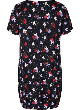Robe en viscose à manches courtes avec imprimé, Black Dot Flower, Packshot image number 1